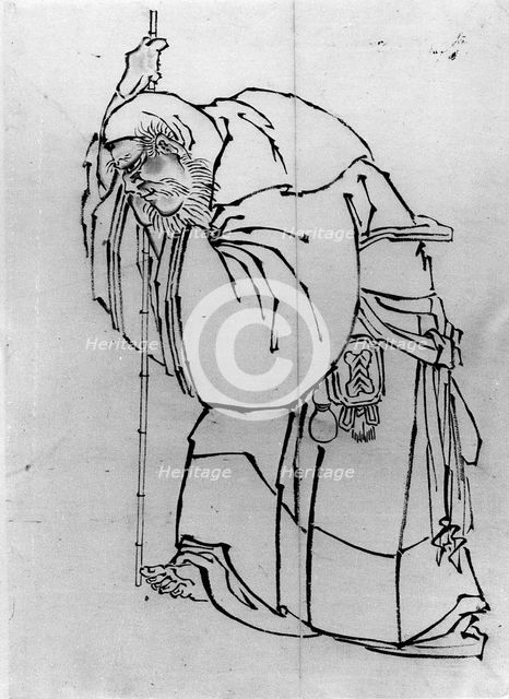Hermit with a Staff, 18th-19th century. Creator: Hokusai.