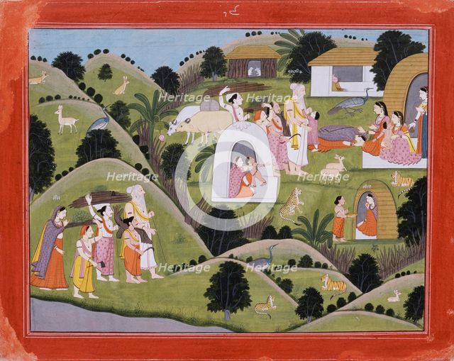 Hermitage of Valmiki, Folio from the "Nadaun" Ramayana (Adventures of Rama), c1820. Creator: Unknown.