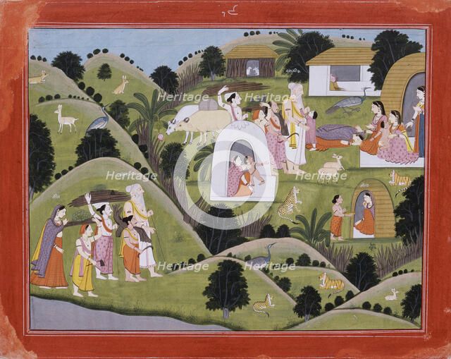 Hermitage of Valmiki, Folio from the "Nadaun" Ramayana (Adventures of Rama), c1820. Creator: Unknown.