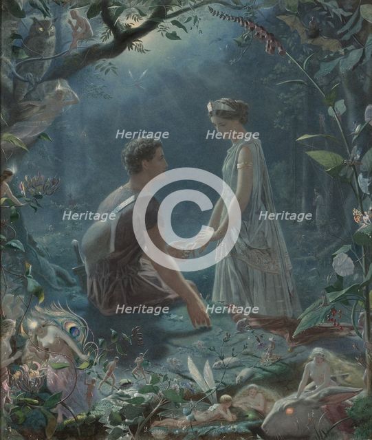 Hermia and Lysander. A Midsummer Night's Dream, 1870. Artist: Simmons, John (1823-1876)