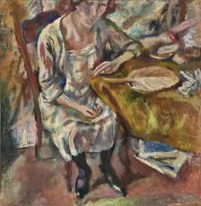 Hermine assise, 1918. Creator: Jules Pascin