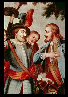 Hernán Cortés (1485-1547) and Diego Velazquez (1465-1524), Spanish coquerors