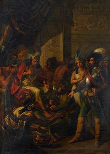 Hernán Cortés, the famous conqueror of Mexico, enters Moctezuma's chambers..., 1858. Creator: Antonio Gómez y Cros