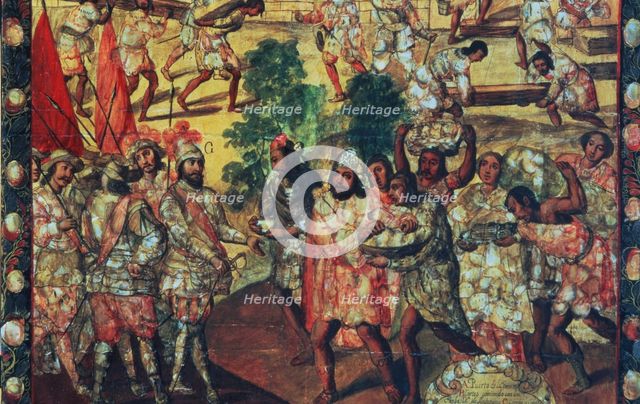 Hernán Cortés enters Cempoal and he's welcomed by the chief Gordo (Quauhtlaebana) who showers mea…