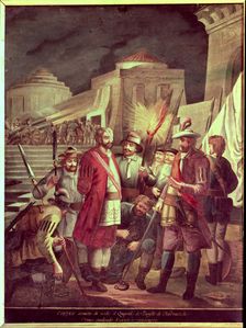Hernán Cortés evening rush barracks Panfilo Narvaez, leaving it wounded and taken prisoner, the o…