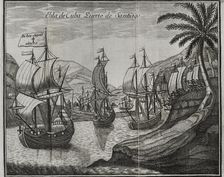Hernán Cortés fleet leaving the port of Santiago de Cuba, 18th November 1518 (1771). Creator: Unknown