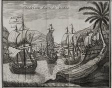 Hernán Cortés fleet leaving the port of Santiago de Cuba, 18th November 1518 (1771). Creator: Unknown
