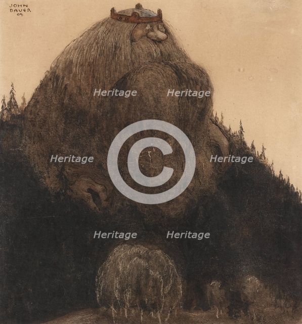 Herr Birre och trollen. Illustration for Bland tomtar och troll (Among Gnomes and Trolls) by Alfre