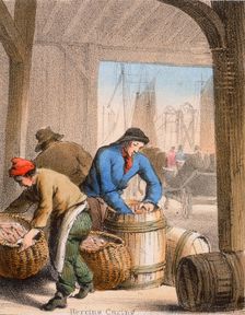 Herring Curing c1845. Creator: Benjamin Waterhouse Hawkins