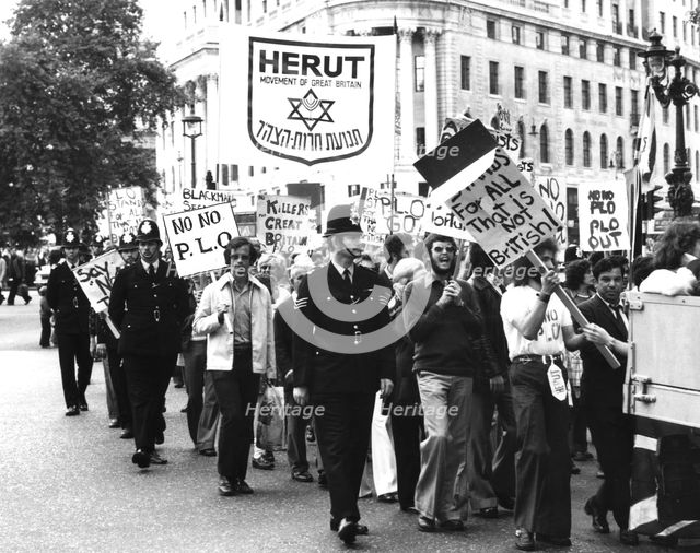 Herut anti-PLO march, Trafalgar Square, London, 24 August 1975. Creator: Unknown.
