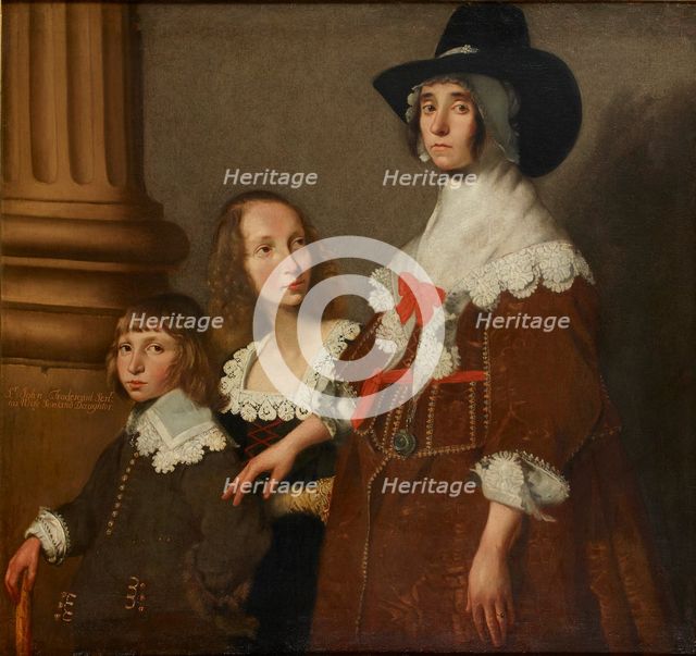 Hester Tradescant and her Stepchildren, John and Frances, c1644. Artist: Unknown.