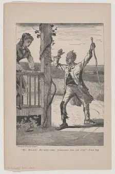 Hi! Ho-o-o! He Done Come. Jumboloro Tell you Fust (The Galaxy, An Illustrated Magazin..., June 1869. Creator: Unknown