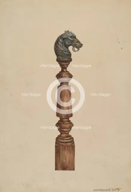 Hitching Post, c. 1937. Creator: Gladys Phillips.