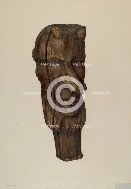 Hitching Post Finial, c. 1940. Creator: Mina Lowry.