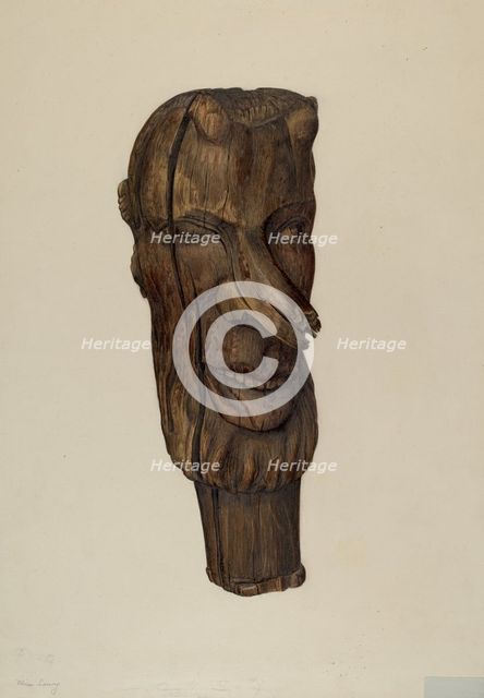 Hitching Post Finial, c. 1940. Creator: Mina Lowry.