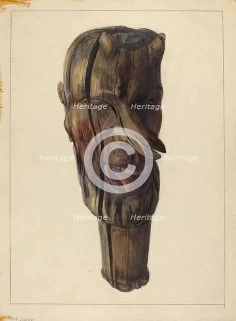 Hitching Post Finial, c. 1940. Creator: Mina Lowry.