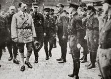 Hitler inspecting a group of SA Members during World War II, Germany, 1939-1945