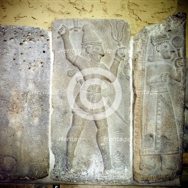 Hittite relief of the weather-god Teshub with lightning. Artist: Unknown