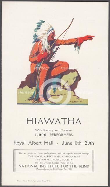 Hiawatha theatre advertisement. Artist: Wilfred Fryer