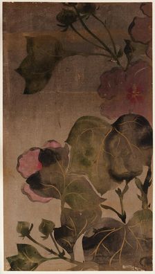 Hibiscus flowers and leaves, Edo period, 1615-1868. Creator: Unknown