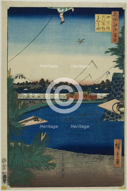 Hibiya and Soto-Sakurada from Yamashita-cho (Yamashita-cho Hibiya Soto-Sakurada), from the..., 1857. Creator: Ando Hiroshige.