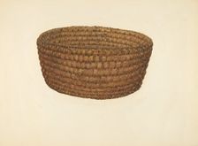 Hickory Bark and Oat Straw Basket, c. 1940. Creator: E. Allen Fritz