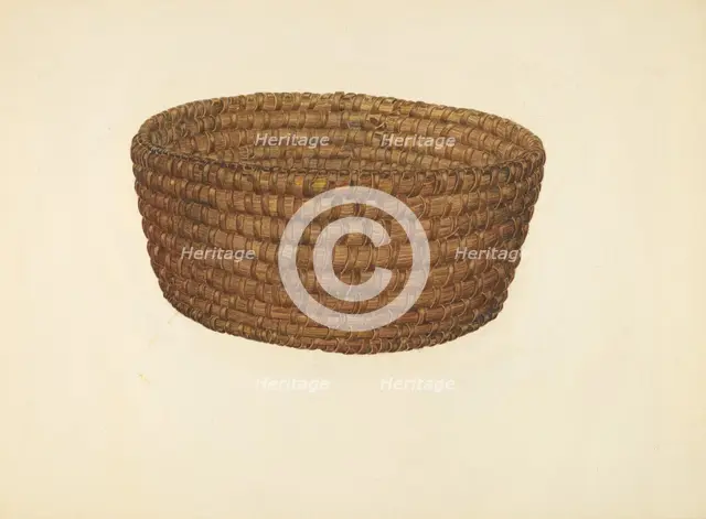 Hickory Bark and Oat Straw Basket, c. 1940. Creator: E. Allen Fritz.