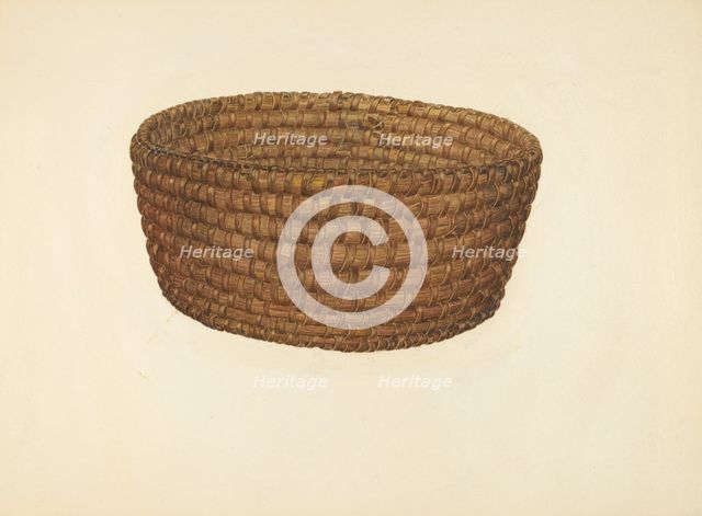 Hickory Bark and Oat Straw Basket, c. 1940. Creator: E. Allen Fritz.