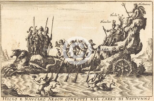 Hiclo e Naucleo Argon condotti nel carro di Nettuno. Creator: Balthasar Moncornet.