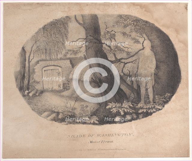 Hidden silhouette of George Washington near his tomb at Mount Vernon, 19th century., 19th century. Creator: Anon.