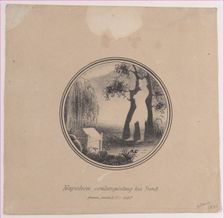 Hidden silhouette of Napoleon contemplating his tomb, ca. 1821. Creator: Annin & Smith