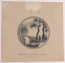 Hidden silhouette of Napoleon contemplating his tomb, ca. 1821. Creator: Annin & Smith