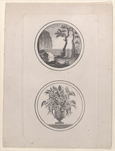 Hidden silhouette of Napoleon visiting his tomb; vase of flowers, 1821-1900., 1821-1900. Creator: Anon