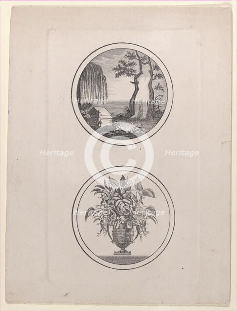 Hidden silhouette of Napoleon visiting his tomb; vase of flowers, 1821-1900., 1821-1900. Creator: Anon.