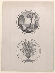 Hidden silhouette of Napoleon visiting his tomb; vase of flowers, 1821-1900., 1821-1900. Creator: Anon