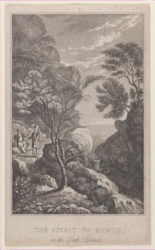 Hidden silhouette: the spirit of Byron in the Greek Isles, ca. 1825. Creator: Henry Burn