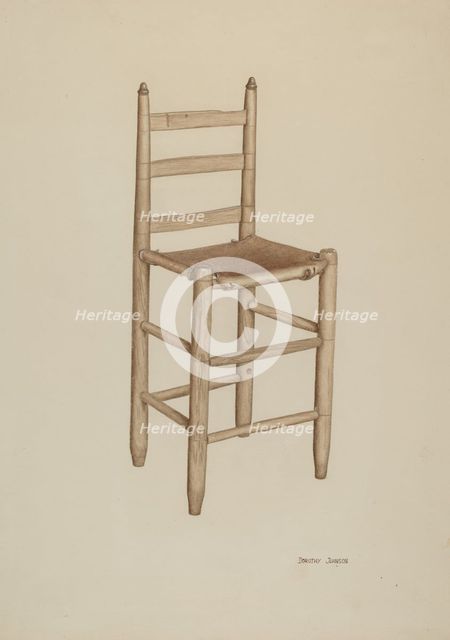 Hide-bottom High-seat Chair, c. 1939. Creator: Dorothy Johnson.