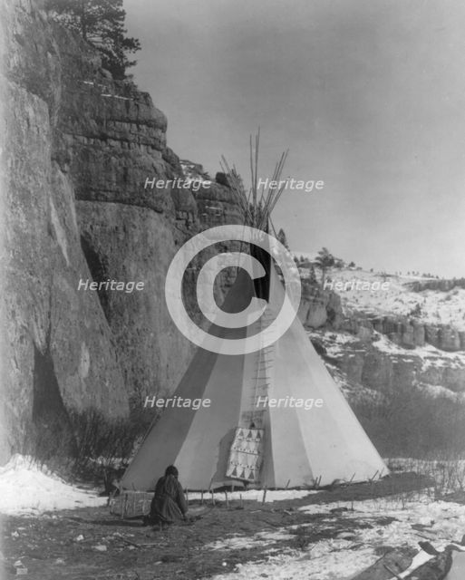 Hide stretching-Apsaroke, c1908. Creator: Edward Sheriff Curtis.