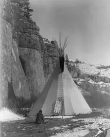 Hide stretching-Apsaroke, c1908. Creator: Edward Sheriff Curtis