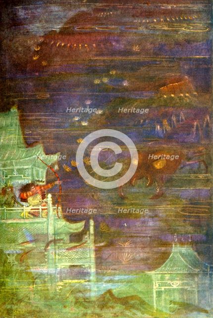 'Hidesato and the Centipede', 1912. Creator: Evelyn Paul.