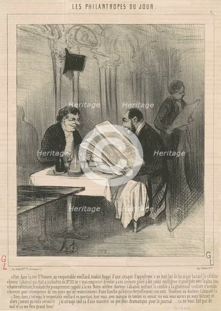 Hier dans la rue Saint-Honoré ... unviellard, 19th century. Creator: Honore Daumier.