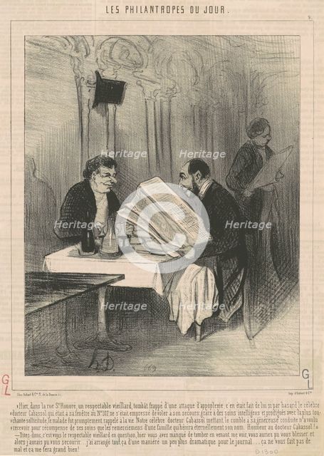 Hier dans la rue Saint-Honoré ... unviellard, 19th century. Creator: Honore Daumier.