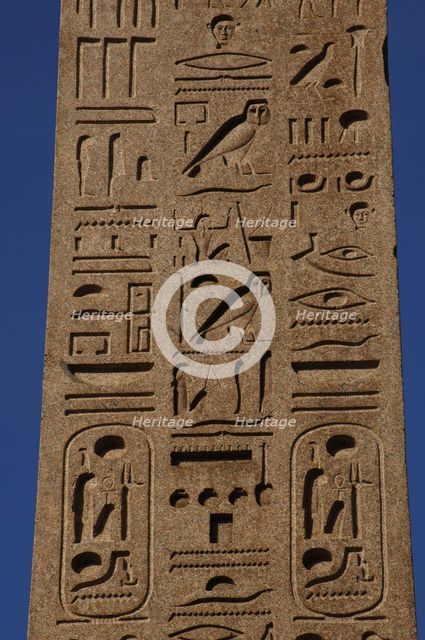 Hieroglyphic writing, Flaminio Obelisk, Piazza del Popolo, Rome, Italy, 2009.  Creator: LTL.