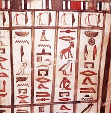 Hieroglyphs from wooden Mummy case of Pensenhor, from Thebes, c900 BC