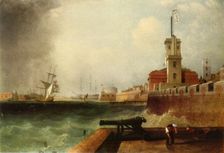 High tide below the Battery, Portsmouth Harbour 1846, (1942). Creator: John Lynn