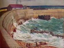 High Tide, West Bay c1930. Artist: CRW Nevinson
