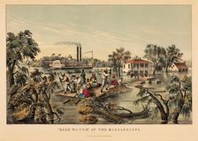 "High Water" in the Mississippi, 1868. Creators: Nathaniel Currier, James Merritt Ives, Frances Flora Bond Palmer