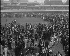 High Angle View of a Large Crowd at a Cricket Match, 1920. Creator: British Pathe Ltd