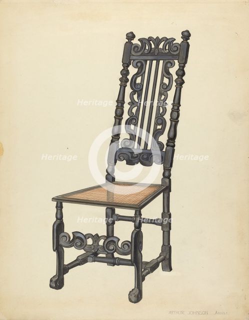 High-Back Side Chair, c. 1937. Creator: Arthur Johnson.