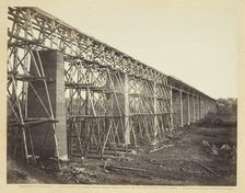High Bridge Crossing the Appomattox, Near Farmville, 1865. Creator: Alexander Gardner